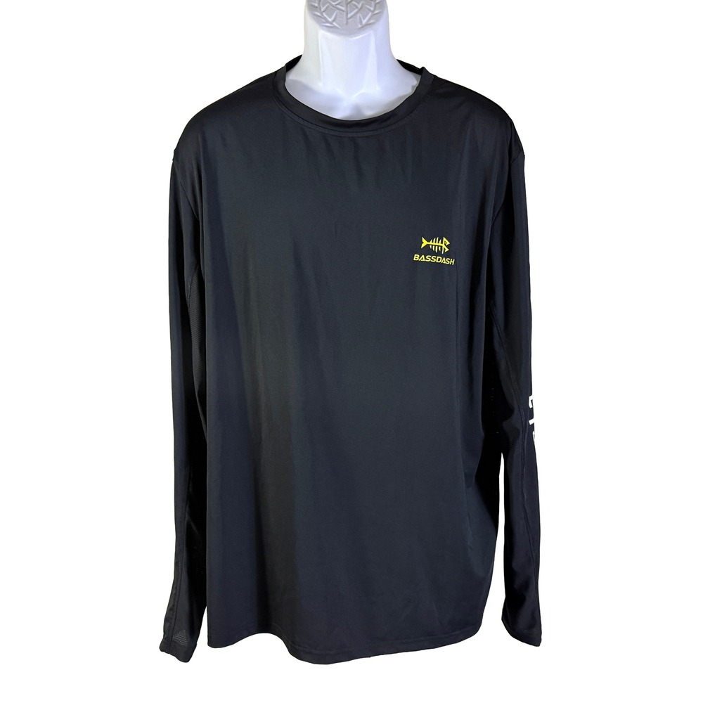 Bassdash Fishing Shirt Mens XL Black UPF 50+ UV Protection Long Sleeve Mesh Back
